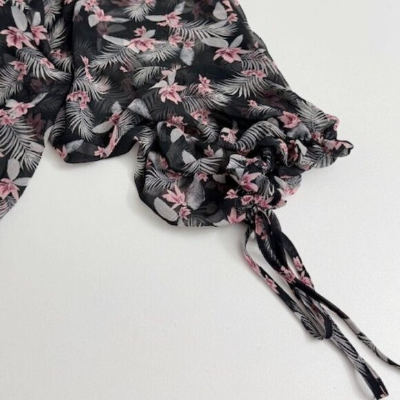 Victoria's Secret Chiffon Kimono Robe Duster Sheer Black Floral Size XS/S NWT - Picture 7 of 8